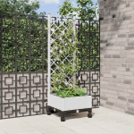 Aia istutuskast trellise ja ratastega Valge 40 x 40 x 131,5 cm