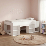 Laste voodiraam koos ladustamisega Valge 98.5 x 200 cm