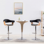Baaritoolid 2 tk, must, painutatud puit ja kunstnahk