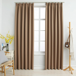 Pimendavad kardinad konksudega, 2 tk pruunikashall 140 x 225 cm