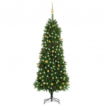 Valgustatud kunstkuusk kuulidega 240 cm, roheline