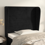 Voodipeats servadega, must, 103x23x118/128 cm, samet