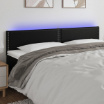LED-voodipeats, must, 200x5x78/88 cm, kunstnahk