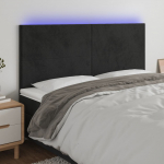 LED-voodipeats, must, 160x5x118/128 cm, samet