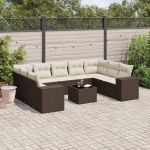 10-osaline aiadiivani komplekt patjadega, pruun, pol&uuml;rotang