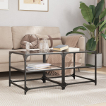 Diivanilauad 2tk, must klaasplaat, 50x50x45cm, teras