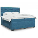 Kontinentaalvoodi madratsiga, sinine, 200x200 cm, samet