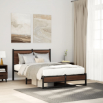 Metallist voodiraam peatsiga, pruun tamm, 120x190 cm