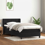 KONTINENTAALVOODI MADRATSIGA, MUST, 90X210 CM, SAMET