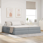 Voodi hoiukohaga ja madratsiga Helehall 200 x 200 cm Pol&uuml;ester