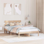 Voodiraam peatsiga Pruun 140 x 190 cm M&auml;nnipuit
