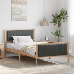 Voodiraam peatsiga pruun ja tumehall 100 x 200 cm M&auml;nnipuit