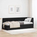 Nurga voodiraam peatsiga Must 80 cm x 200 cm Samet