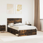 Voodiraam peatsiga Suitsetatud tamm 135 x 190 cm Tahke m&auml;nd