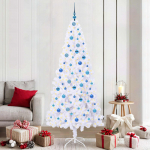 Tehisj&otilde;ulupuu koos 300 led-iga valge 210 cm pvc ja teras