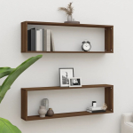 Seina kuubikriiulid 2 tk, pruun tamm, 100x15x30 cm, tehispuit