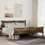 Metallist voodiraam ilma madratsita suitsutatud tamm 160x200 cm