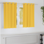Kardinad r&otilde;ngastega 2 tk kollane sinep 140 x 140 cm pol&uuml;ester