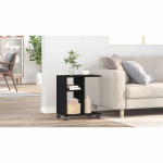 Kummut riiuliga rattaga must tamm 50 x 30 x 55 cm tehispuit