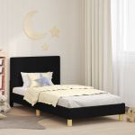 Laste voodiraam peatoega peaga Must 90 x 190 cm kangas