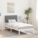 Voodiraam Pehme Peatoega Valge ja helehall 90 x 200 cm