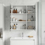 Vannitoa peeglikapp riiuliga Valge 60 x 14,5 x 70 cm Tehispuit