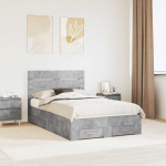 Voodiraam sahtliga peaga betoonhall 135 x 190 cm tehispuit