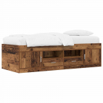 Voodiraam ladustamisega uksega Vana puit 80 x 200 cm Tehispuit