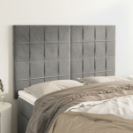 Voodipeatsid 4 tk, helehall, 72x5x78/88 cm, samet