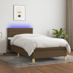 Kontinentaalvoodi madrats ja LED, tumepruun, 90x190 cm, kangas