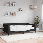Diivanvoodi madratsiga, must, 90x190 cm, kangas