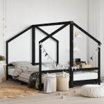 Lastevoodi raam, must, 2 x (80 x 200) cm, m&auml;nnipuit