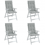 K&otilde;rge seljatoega toolipadjad 4 tk, helehall, 120x50x4cm, kangas