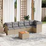 7-osaline aiadiivani komplekt patjadega, beež, pol&uuml;rotang