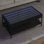 Diivanilaud LED-tuledega, must, 90x50x38cm