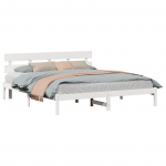 Voodiraam peatsiga Valge 200 x 200 cm M&auml;nnipuit