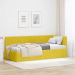Nurga voodiraam peatsiga Kollane 90 cm x 200 cm Samet