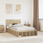 Voodi raam riiuliga peaga sonoma tamm 120 x 190 cm tehispuit