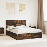 Voodiraam peatsiga Suitsetatud tamm 150 x 200 cm Tehispuit