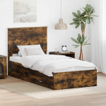 Voodiraam peatsiga Suitsetatud tamm 90 x 190 cm Tehispuit