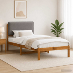 Voodiraam Pehme Peatoega Naturaalne ja helehall 80 x 200 cm