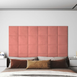 Seinapaneelid 12 tk, roosa, 30 x 30 cm, samet, 1,08 m&sup2;