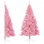 Poolik kunstkuusk alusega, roosa, 240 cm, pvc