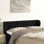 Voodipeats servadega, must, 147x23x78/88 cm, samet