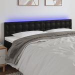 LED-voodipeats, must, 200x5x78/88 cm, kunstnahk
