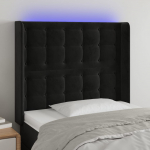 LED-voodipeats, must, 93x16x118/128 cm, samet