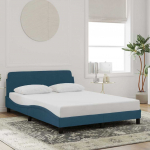 Voodiraam peatsiga Dover, sinine, 140x190 cm, samet