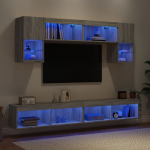 6-osaline telerikappide komplekt LED-tuledega, hall sonoma tamm