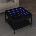Diivanilaud LED-tuledega, must, 50x50x38cm