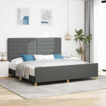 Voodi raam peaga tumehall 200 x 200 cm kangas